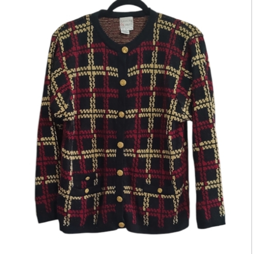 Hasting & Smith Plaid Cardigan Size M